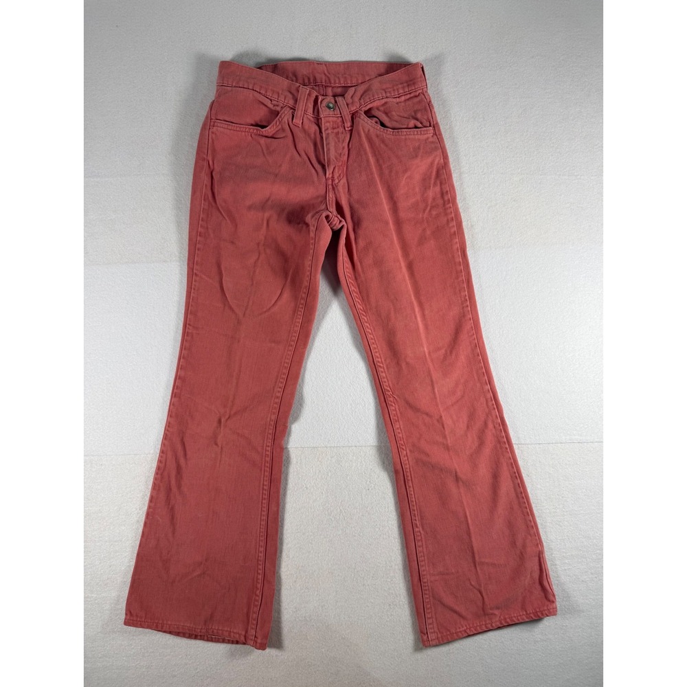 Vintage Levis for Gals Pink Flare Jeans White Tab 70s Salmon Coral 27x31